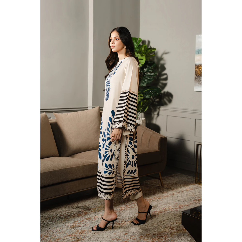 Digital Printed Long Shirt With Flapper Cord set 2Pcs