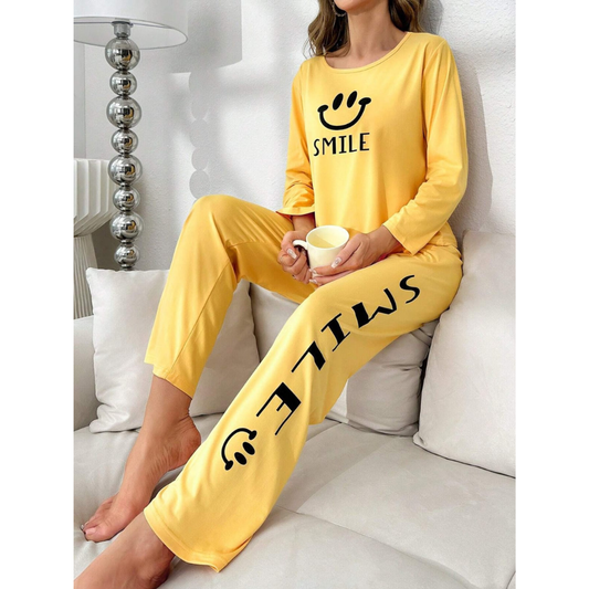 Smile Forever Printed Night Wear