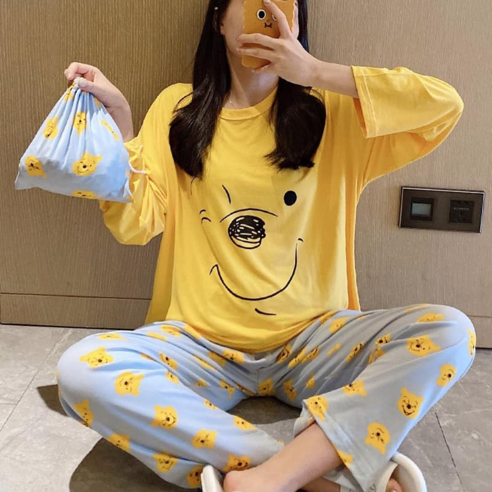 Yellow Winnie The Pooh Terno Sleeping Wear Pajama