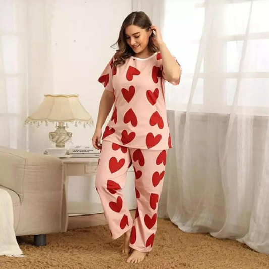 Pink Red Heart Night Wear