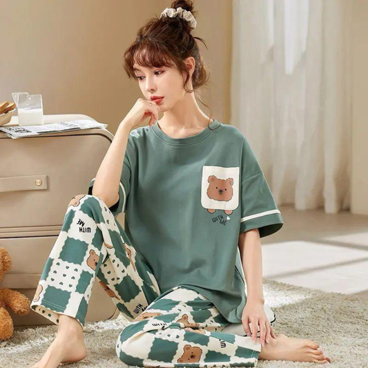Bear Printed Night Wear For Women