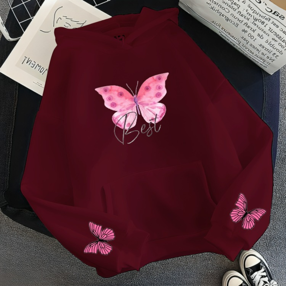Cute Butterfly Printed Hoodie