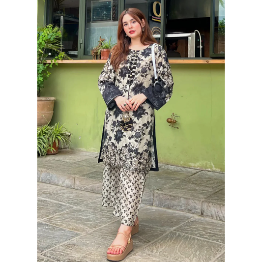 BLACK ELVIS 2PC EMBROIDERED DRESS