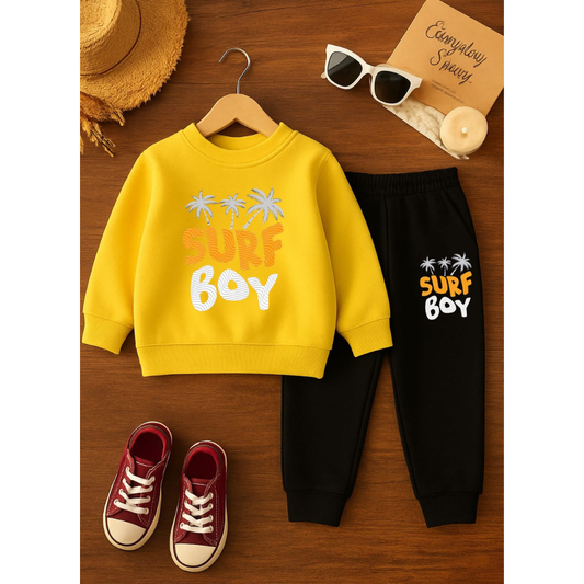 Yellow Surf Boy Printed Tracksuit Set