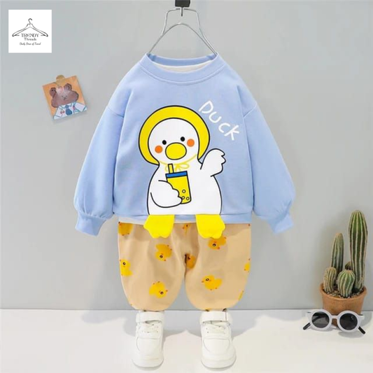 Lite Blue Duck Printed Sweatshirt With Trouser
